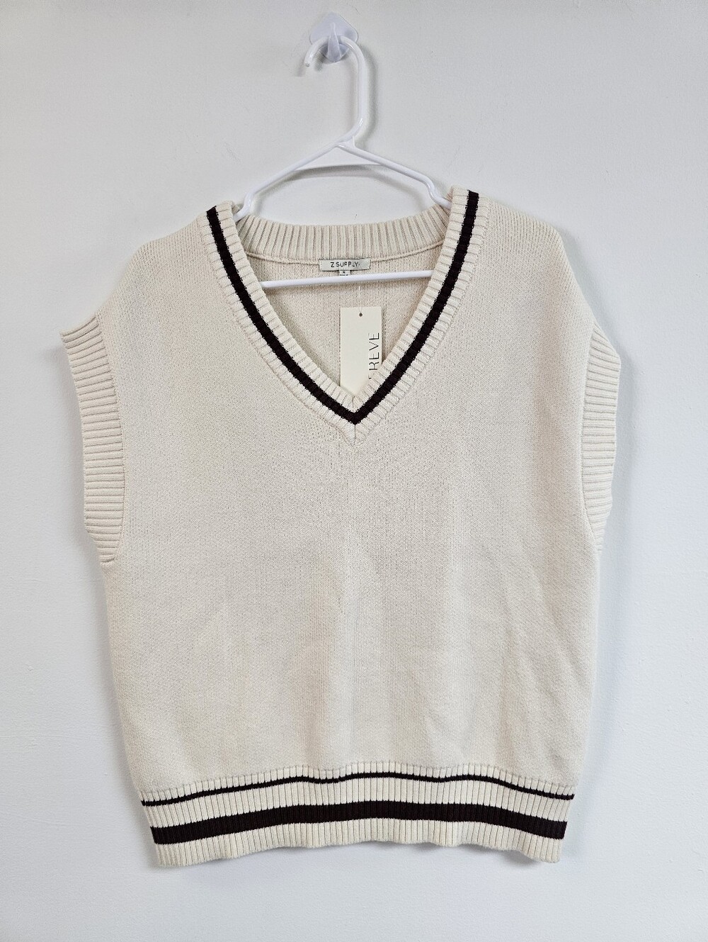 Zsupply Fletcher Vneck Sweater Pullover Vest Preppy Strech Knit